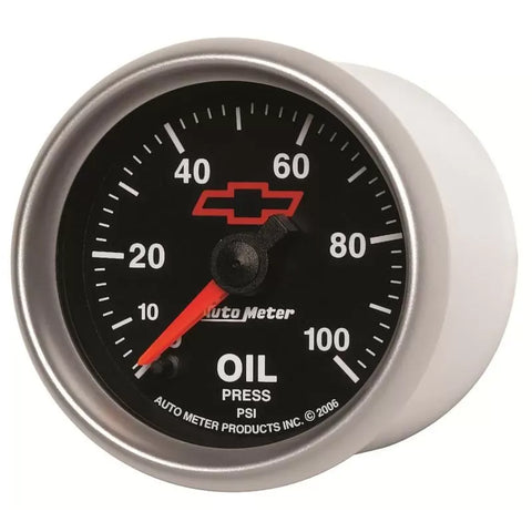 Autometer 2-1/16" 0-100 PSI Oil Pressure Gauge CHEVY Red BOWTIE | Universal (3653-00406)