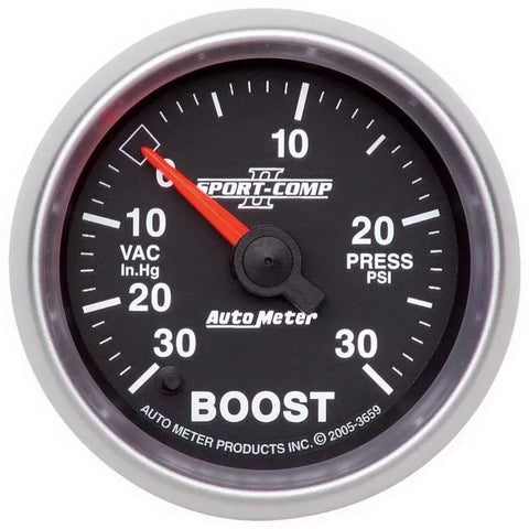 Autometer 2-1/16" 30 IN HG/30 PSI Vacuum/Boost Gauge SPORT-COMP II | Universal (3659)