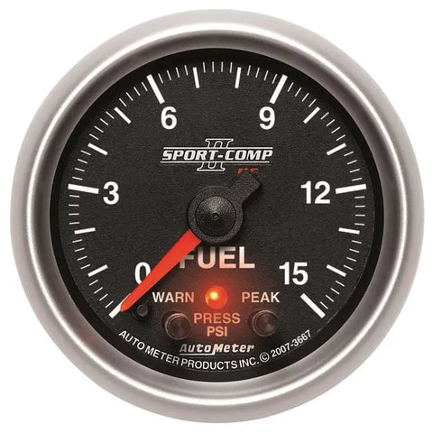 Autometer 2-1/16" 0-15 PSI Fuel Pressure Gauge SPORT-COMP II | Universal (3667)