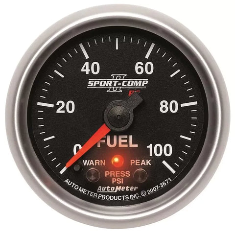 Autometer 2-1/16" 0-100 PSI Fuel Pressure Gauge SPORT-COMP II | Universal (3671)