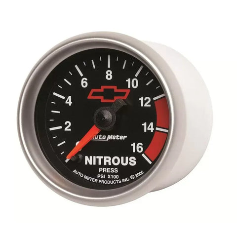 Autometer 2-1/16" 0-1600 PSI Nitrous Pressure Gauge CHEVY Red BOWTIE | Universal (3674-00406)
