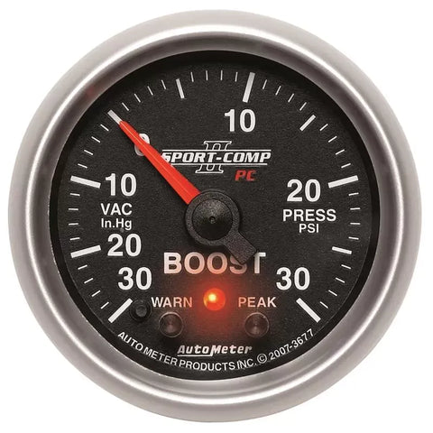 Autometer 2-1/16" 30 IN HG/30 PSI Vacuum/Boost Gauge SPORT-COMP II | Universal (3677)