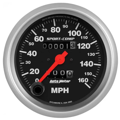 Autometer 3-3/8" 0-160 MPH Speedometer Gauge SPORT-COMP | Universal (3993)