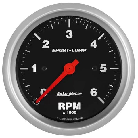 Autometer 3-3/8" 0-6000 RPM Tachometer Gauge SPORT-COMP | Universal (3996)
