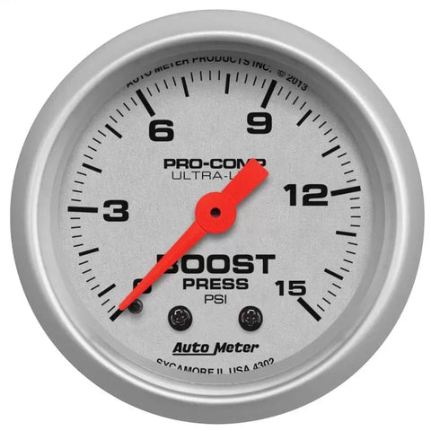Autometer 2-1/16" 0-15 PSI Boost Gauge ULTRA-LITE | Universal (4302)