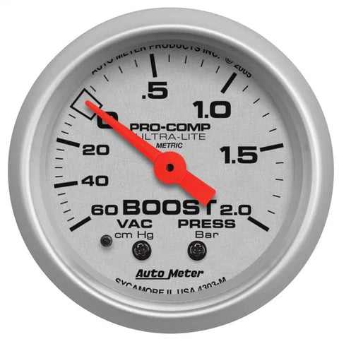 Autometer 2-1/16" 60 CM/HG-2.0 BAR Vacuum/Boost Gauge ULTRA-LITE | Universal (4303-M)