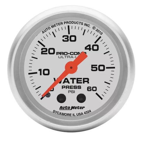 Autometer 2-1/16" 0-60 PSI Water Pressure Gauge ULTRA-LITE | Universal (4324)