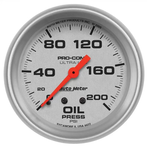 Autometer 2-5/8" 0-200 PSI Oil Pressure Gauge ULTRA-LITE | Universal (4422)