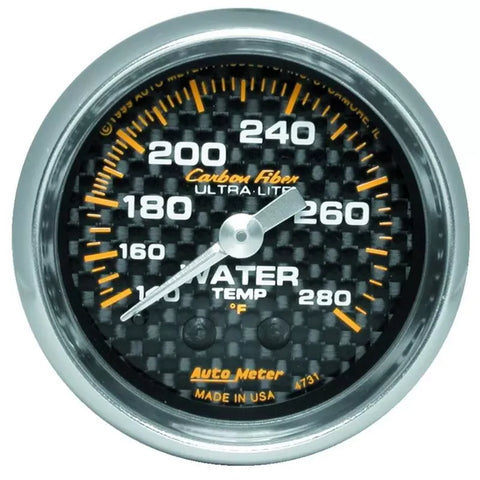 Autometer 2-1/16" 140-280 °F Water Temperature Gauge Carbon Fiber | Universal (4731)