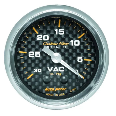 Autometer 2-1/16" 0-30 IN HG Vacuum Gauge Carbon Fiber | Universal (4784)