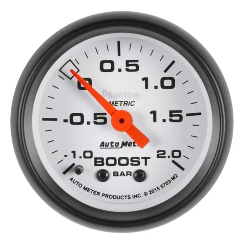 Autometer 2-1/16" -1/+2 BAR Mechanical Vacuum/Boost Gauge Phantom | Universal (5703-M2)