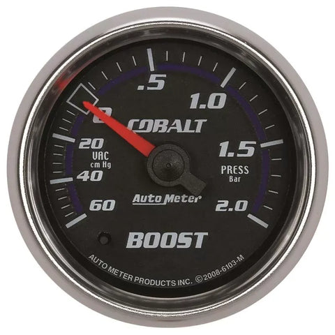 Autometer 2-1/16" 60 CM/HG-2.0 BAR Vacuum/Boost Gauge COBALT | Universal (6103-M)