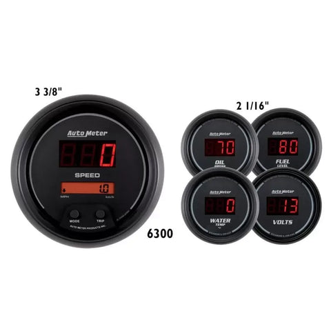 Autometer 3-3/8" & 2-1/16" SPORT-COMP Digital 5-Piece Gauge Kit | Universal (6300)