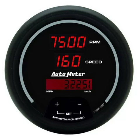 Autometer 3-3/8" 10K RPM/260 MPH/260 KM/H Tachometer/Speedometer Gauge SPORT-COMP Digital | Universal (6387)