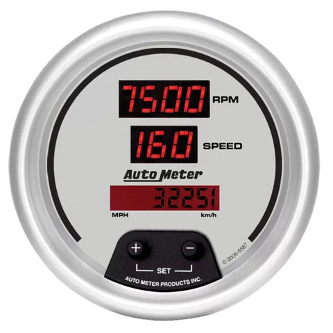Autometer 3-3/8" 10K RPM/260 MPH/260 KM/H Tachometer/Speedometer Gauge ULTRA-LITE Digital | Universal (6587)