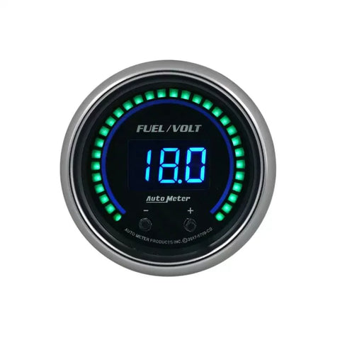 Autometer 2-1/16" Two Channel 0-100%/8-18V Digital Fuel Level /Volt Gauge Cobalt | Universal (6709-CB)