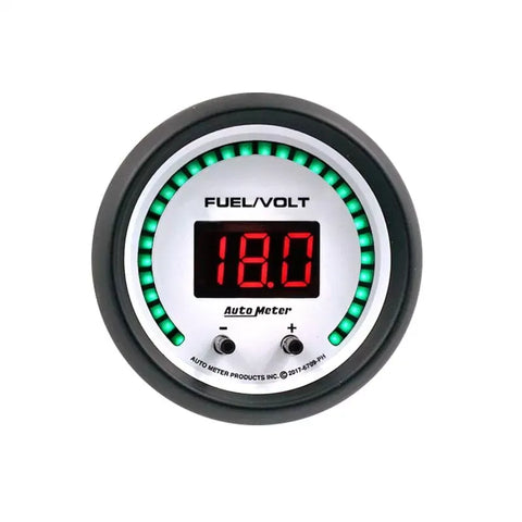 Autometer 2-1/16" Two Channel 0-100%/8-18V Digital Fuel Level /Volt Gauge Phantom Elite | Universal (6709-PH)