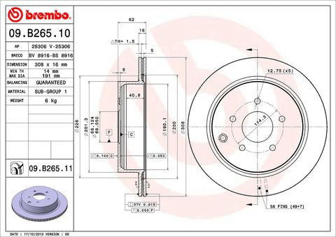 Brembo Rear UV Coated Rotor | 2014-2024 Infiniti Q50 & 2018-2022 Infiniti Q60 (09.B265.1)