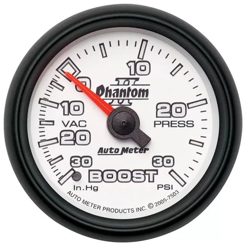 Autometer 2-1/16" 30 IN HG/30 PSI Vacuum/Boost Gauge Phantom II | Universal (7503)
