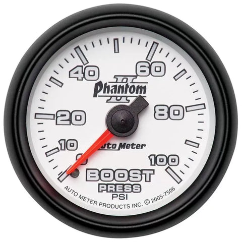 Autometer 2-1/16" 0-100 PSI Boost Gauge Phantom II | Universal (7506)