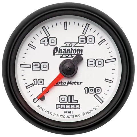 Autometer 2-1/16" 0-100 PSI Oil Pressure Gauge Phantom II | Universal (7521)