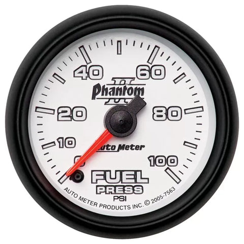 Autometer 2-1/16" 0-100 PSI Fuel Pressure Gauge Phantom II | Universal (7563)