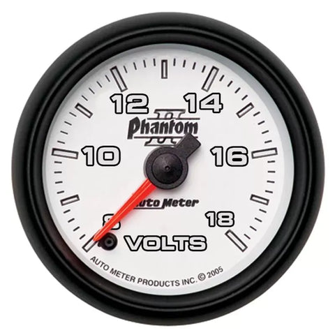 Autometer 2-1/16" 8-18V Voltmeter Gauge Phantom II | Universal (7591)