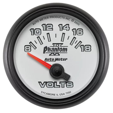 Autometer 2-1/16" 8-18V Voltmeter Gauge Phantom II | Universal (7592)