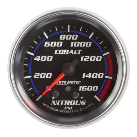 Autometer 2-5/8" 0-1600 PSI Nitrous Pressure Gauge Cobalt | Universal (7974)