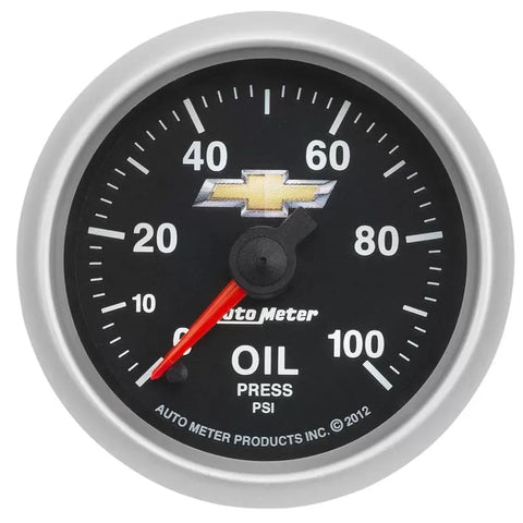 Autometer 2-1/16" 100 PSI Digital Stepper MOTOR Oil Pressure Gauge CHEVY GOLD BOWTIE | Universal (880447)