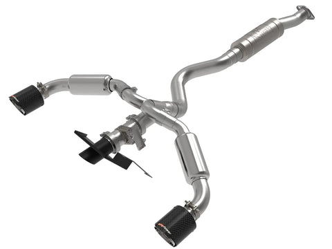 aFe Power Gemini XV 3 IN to 2-1/2 IN 304 Stainless Steel Cat-Back Exhaust System w/ Cut-Out Carbon Fiber | 2023+ Toyota GR Corolla (49-36067-C)