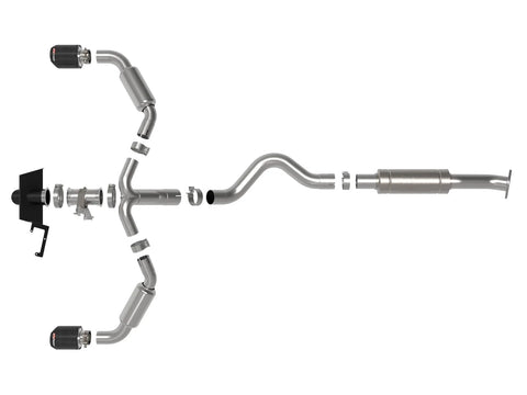 aFe Power Gemini XV 3 IN to 2-1/2 IN 304 Stainless Steel Cat-Back Exhaust System w/ Cut-Out Carbon Fiber | 2023+ Toyota GR Corolla (49-36067-C)