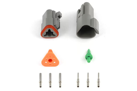 Haltech Plug And Pins Only - Matching Set Of Deutsch DT-3 Connectors (DT06-3S + DT04-3P) - ( 13 Amp) | Universal (HT-031113)