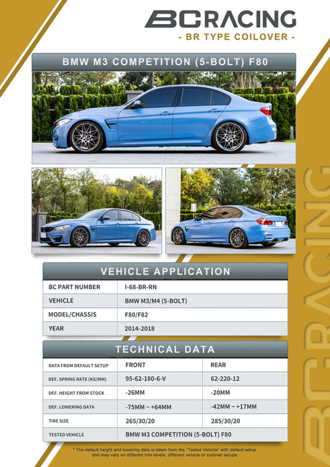 BC Racing ER-Series Coilovers | 2015-2020 BMW M3 / M4 (I-68-ER)