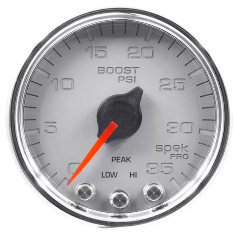 Autometer 2-1/16" 0-35 PSI SPEK-PRO Boost Gauge Silver/Chrome | Universal (P30321)