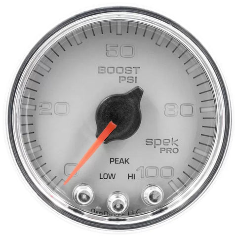 Autometer 2-1/16" 0-100 PSI SPEK-PRO Boost Gauge Silver/Chrome | Universal (P30521)