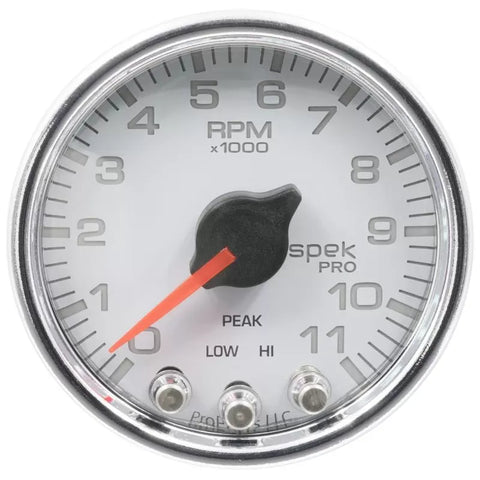 Autometer 2-1/16" 0-11 Tachometer Gauge White/Chrome | Universal (P33611)