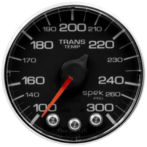 Autometer 2-1/16" 100-300 °F SPEK-PRO Transmission Temp Gauge Black/Chrome | Universal (P342318)
