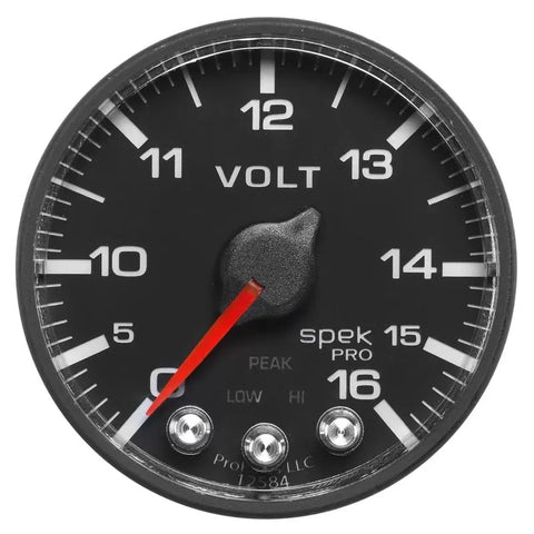 Autometer 2-1/16" 0-16V SPEK-PRO Voltmeter Gauge Black/Black | Universal (P344328)