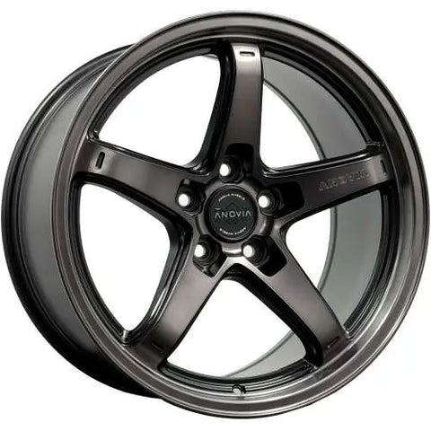 Model 5s Rims Anovia Wheels AN-5S Black w/Machined Spoke Faces & Dark Tint 17x8 | 5x ...