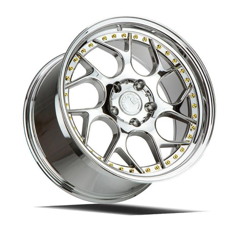 AodHan Wheels DS01 Vacuum Chrome w/ Gold Rivets 18x9.5 | 5x100 (DS11895510035VC)
