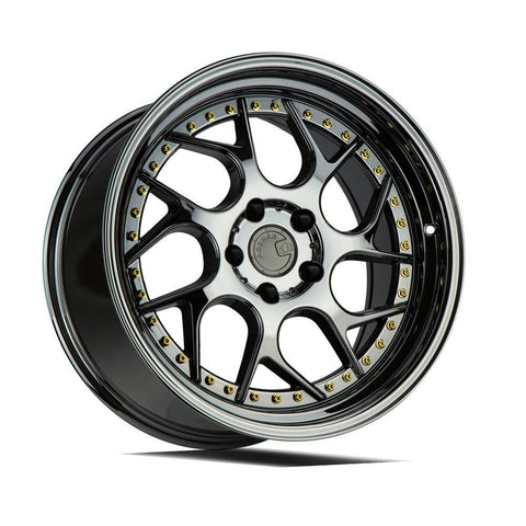 AodHan Wheels DS01 Black Vacuum Chrome w/ Gold Rivets 19x10.5 | 5x114.3 (DS1191055114322VB)