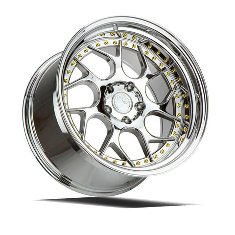 AodHan Wheels DS01 Vacuum Chrome w/ Gold Rivets 19x9.5 | 5x114.3 (DS119955114315VC)