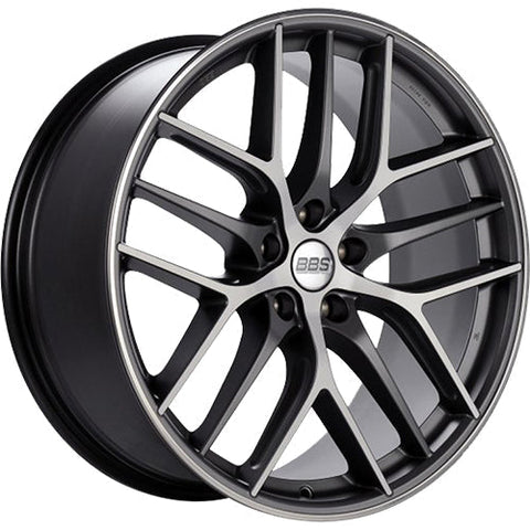 BBS Wheels CCR Satin Graphite Gray w/ Diamond Cut Machined Spoke Faces & a Polished Outer Lip Ring 19x8.5 | 5x114.3 (CC2102GRPK)
