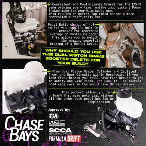 Chase Bays Dual Piston Brake Booster Delete with Bolt-On 6:1 Pedal Ratio | (CB-DBBE-U)