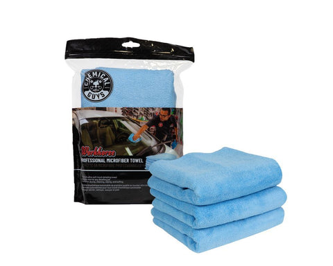 Chemical Guys 16inch x 16inch Blue Workhorse Professional Microfiber Towel | Universal (MICBLUE03)