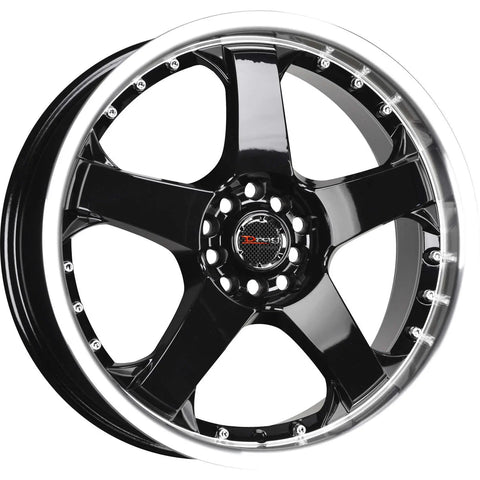 Drag Wheels DR11 Gloss Black w/ Machined Lip 17x7 | 5x100/5x114.3 (DR11177054073GB)