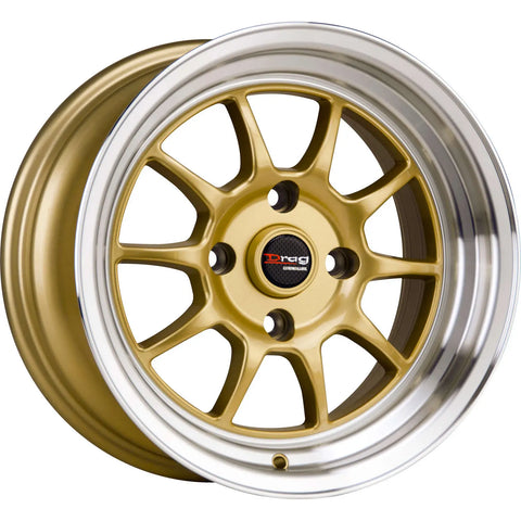 Drag Wheels DR16 Gold w/ Machined Lip 15x8.25 | 4x100 (DR161582262573GB)