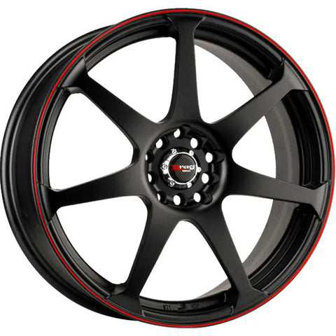 Drag Wheels DR33 Flat Black w/ Red Lip Stripe 16x7 | 4x100/4x114.3 (DR33167044073BFR1)