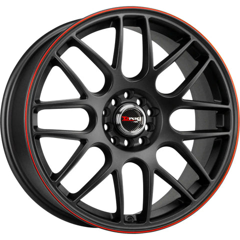 Drag Wheels DR34 Flat Black w/ Red Lip Stripe 15x7 | 5x100/5x114.3 (DR34157054073BFR1)